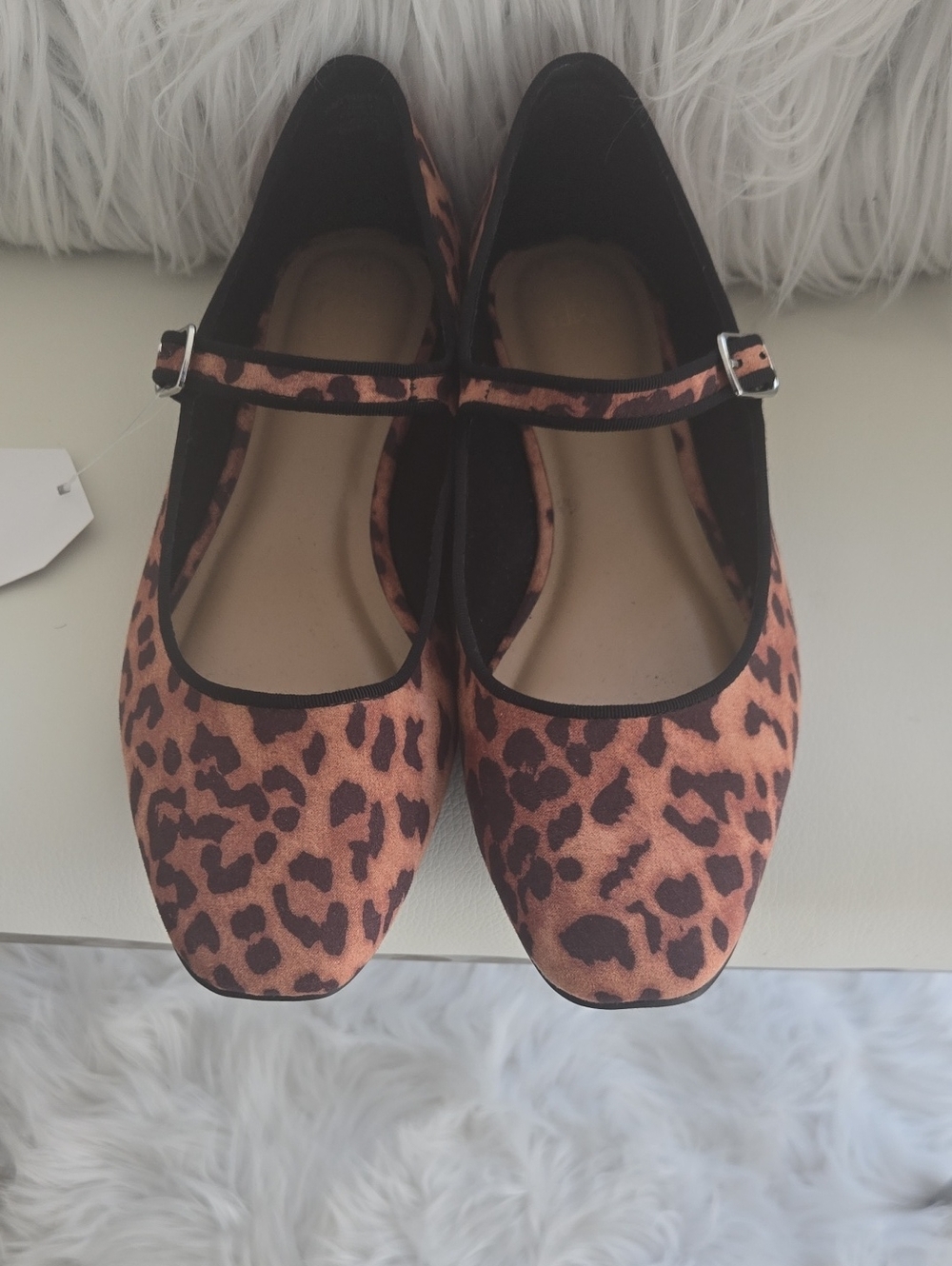 Time and Tru Leopard Print Mary Jane Flats - Brown/Black